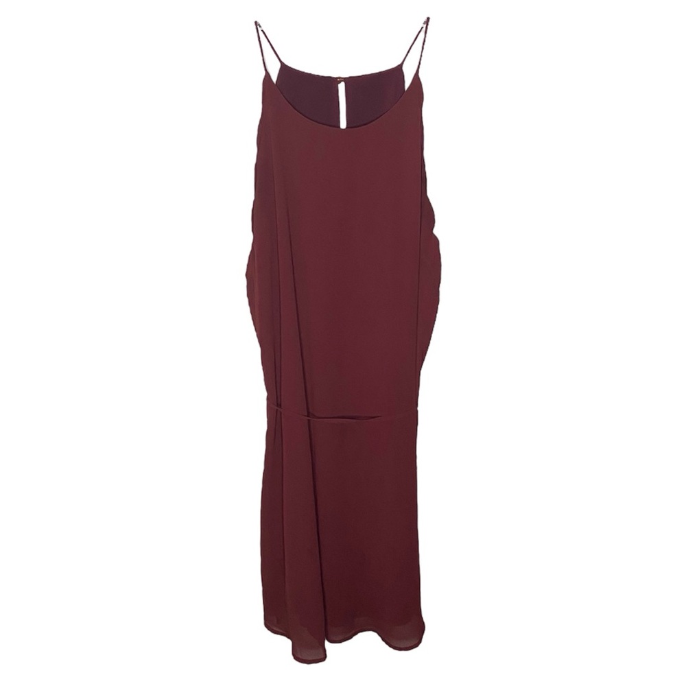 The Impeccable Pig Norah Maroon Scalloped Edge Sleeveless Dress Size Small